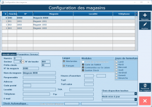 configuration magasins